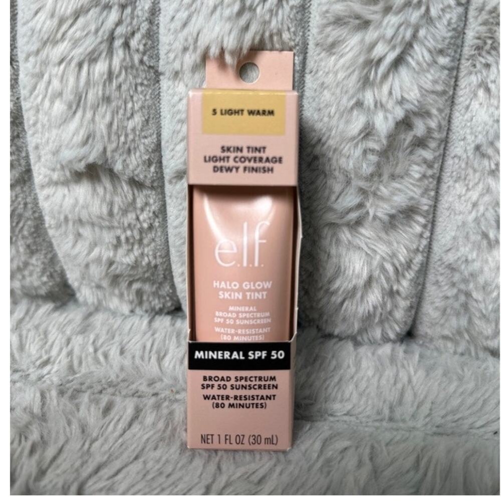 e.l.f. Halo Glow Skin Tint SPF 50 Shade 5 Light Warm 30ml Mineral Sunscreen New
